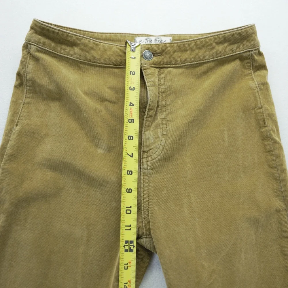 We The Free People Corduroy‎ Flare Pants 29 Gold Bell Bottom Raw Hem Boho